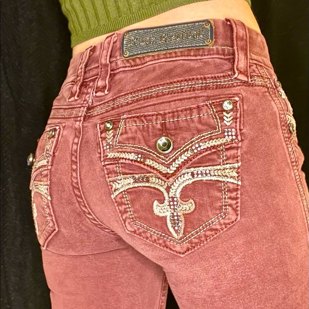 Rock Revival Maroon Skinny Jeans